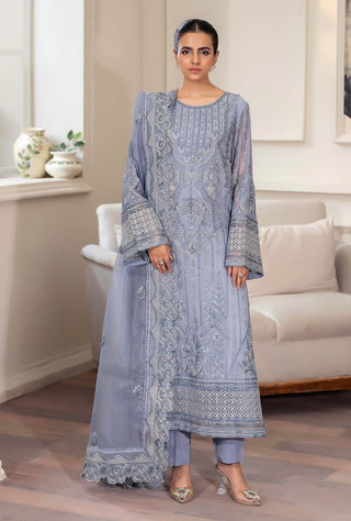 Arzo Embroidered Chiffon Collection- Grey Suit
