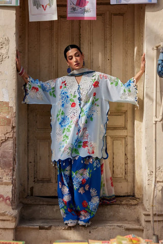 Zaha Festive Lawn 2026-Wildflower- Blue Suit