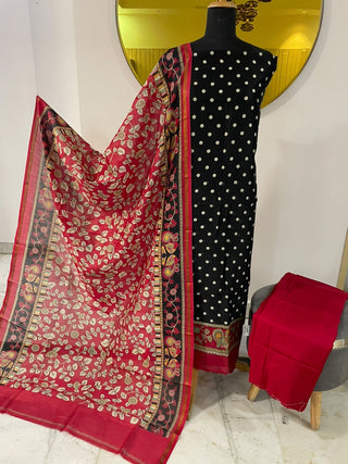 Maheshwari Cotton Printed Collection-Black Red Suit