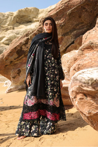MM Vintage Flora Lawn Collection 26-Black Suit