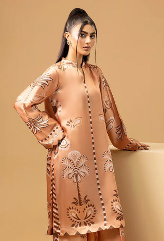 Adan Libas Shamoz Silk 2 Pc Printed Collection -Earthy Brown Set