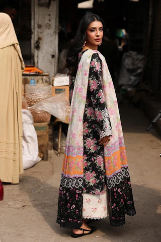 Rajbari Nissa Floral Symphony Lawn Collection -Black Pink Suit