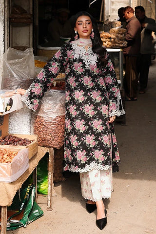 Rajbari Nissa Floral Symphony Lawn Collection -Black Pink Suit