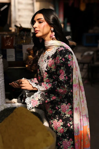 Rajbari Nissa Floral Symphony Lawn Collection -Black Pink Suit