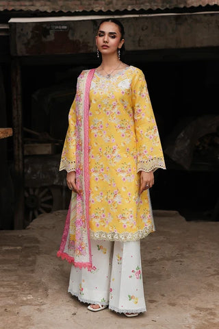 Rajbari Nissa Floral Symphony Lawn Collection -Yellow Suit