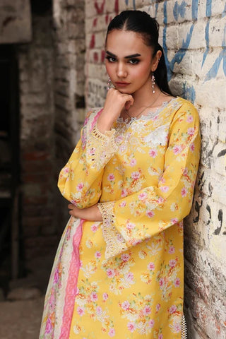 Rajbari Nissa Floral Symphony Lawn Collection -Yellow Suit