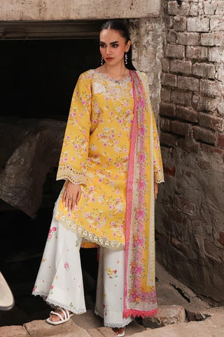 Rajbari Nissa Floral Symphony Lawn Collection -Yellow Suit
