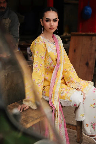 Rajbari Nissa Floral Symphony Lawn Collection -Yellow Suit