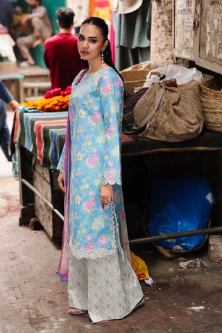 Rajbari Nissa Floral Symphony Lawn Collection -Blue Suit