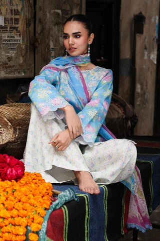 Rajbari Nissa Floral Symphony Lawn Collection -Blue Suit