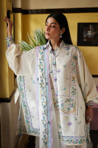 Zaha Festive Lawn 2026-Wildflower- Off White Suit