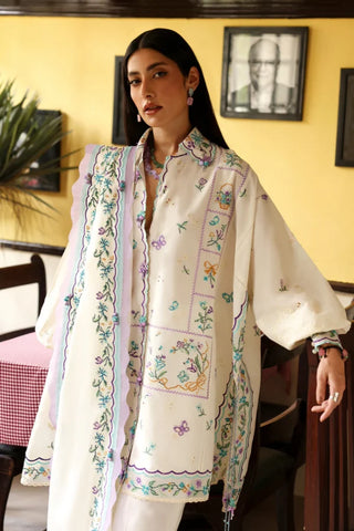 Zaha Festive Lawn 2026-Wildflower- Off White Suit