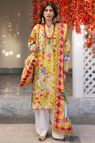 Zaha Lawn Embroidered Collection- Yellow Suit