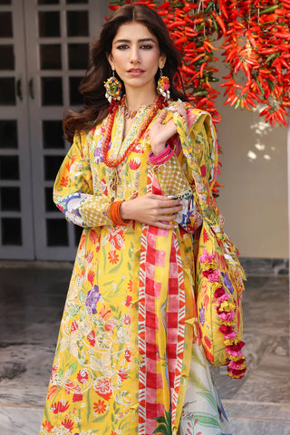 Zaha Lawn Embroidered Collection- Yellow Suit