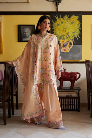 Zaha Festive Lawn 2026-Wildflower- Peach Suit