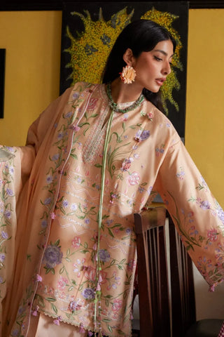 Zaha Festive Lawn 2026-Wildflower- Peach Suit