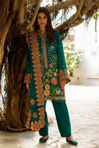 Zaha by Khadija Shah Lawn Collection- Bottle Green Suit