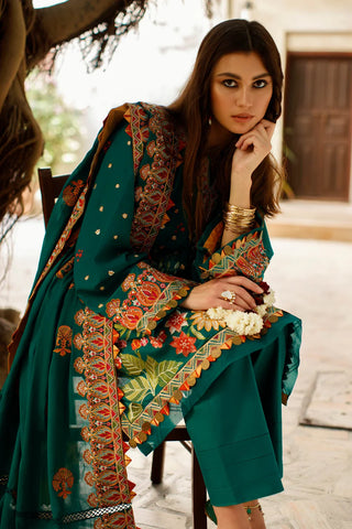 Zaha by Khadija Shah Lawn Collection- Bottle Green Suit