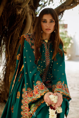 Zaha by Khadija Shah Lawn Collection- Bottle Green Suit
