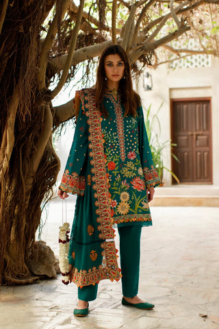 Zaha by Khadija Shah Lawn Collection- Bottle Green Suit