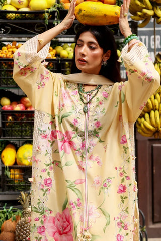 Zaha Festive Lawn 2026 Wildflower- Melon Yellow Suit