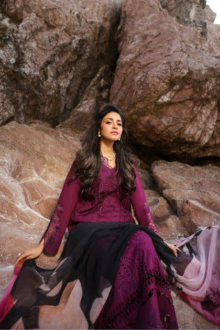 MM Vintage Flora Lawn Collection 26-Dark Purple Suit