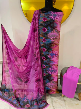 Siron C Printed Crepe Suit Collection -Purple Black Suit