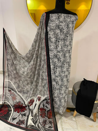 Siron C Printed Crepe Suit Collection -Black Red Suit