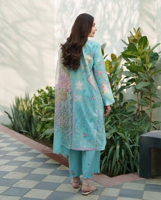 Roheenaz Rosette  Lawn Collection-Aquamarine Suit