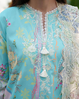 Roheenaz Rosette  Lawn Collection-Aquamarine Suit