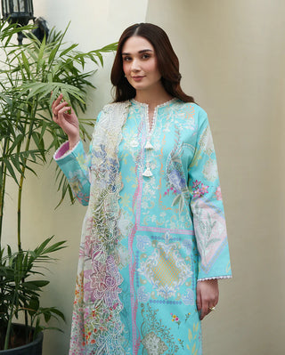Roheenaz Rosette  Lawn Collection-Aquamarine Suit