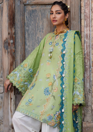 Elan Lawn 25 Embroidered Collection- Light Green
