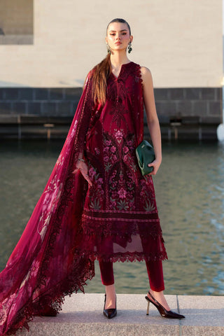 Maria B  Lawn 26 Collection - Maroon Suit
