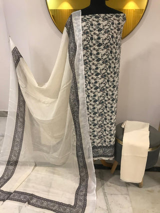 Siron C Crepe Digital Collection- Ivory Green Suit