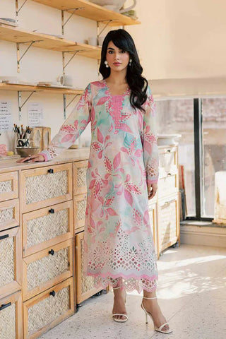 Nureh Ballerina Embroidered Lawn 2 Piece- White Pink Set
