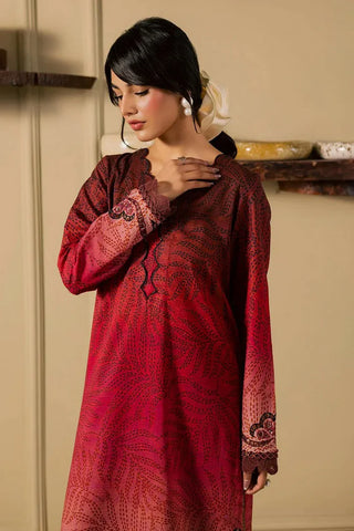 Nureh Ballerina Chikankari Embroidered 2 Pc Set- Maroon