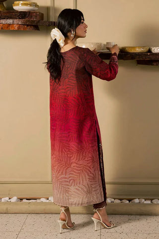 Nureh Ballerina Chikankari Embroidered 2 Pc Set- Maroon
