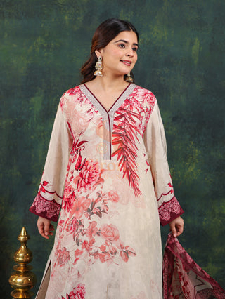Four Seasons Crepe Suit- Digitally Printed -Stitched