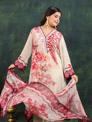 Four Seasons Crepe Suit- Digitally Printed -Stitched