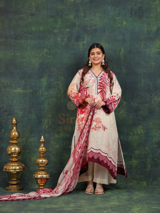 Four Seasons Crepe Suit- Digitally Printed -Stitched