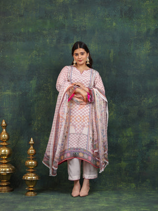 Prinstine Periwinkle Crepe Digital Printed- Stitched