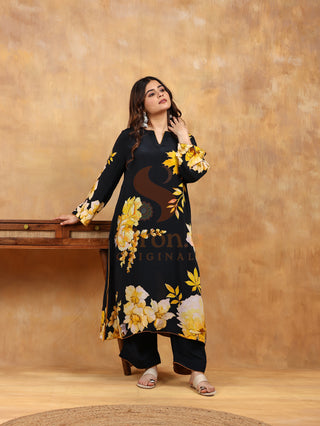 Ebony & Gold Crepe Suit - Stitched