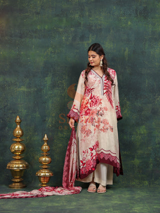 Four Seasons Crepe Suit- Digitally Printed -Stitched