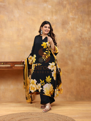 Ebony & Gold Crepe Suit - Stitched