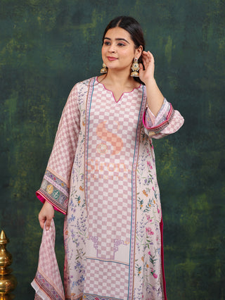 Prinstine Periwinkle Crepe Digital Printed- Stitched