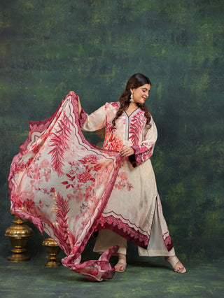 Four Seasons Crepe Suit- Digitally Printed -Stitched