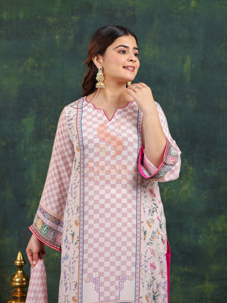 Prinstine Periwinkle Crepe Digital Printed- Stitched