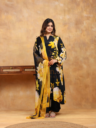 Ebony & Gold Crepe Suit - Stitched