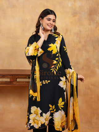 Ebony & Gold Crepe Suit - Stitched