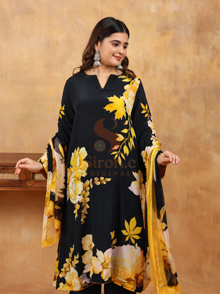 Ebony & Gold Crepe Suit - Stitched